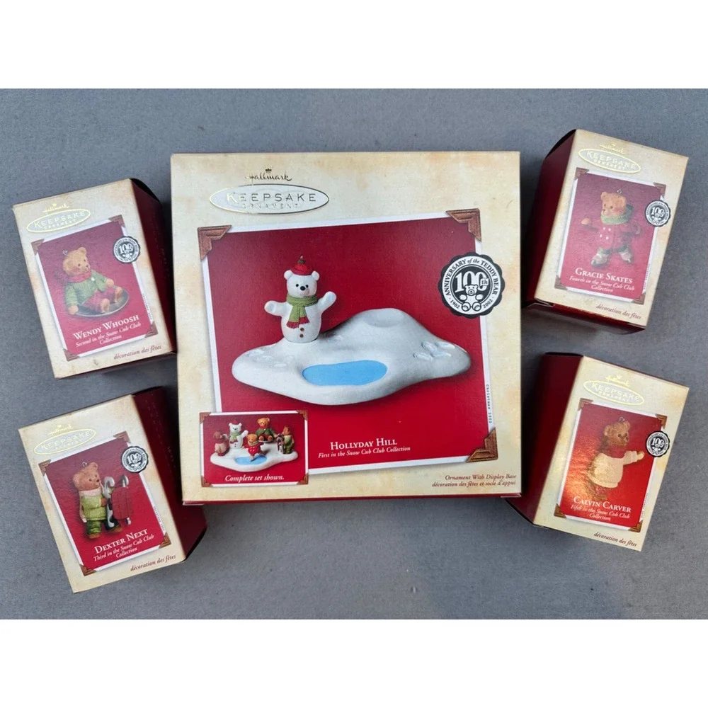Hallmark Keepsake 100th Anniversary of the Teddy Bear Hollyday Hill Complete NEW